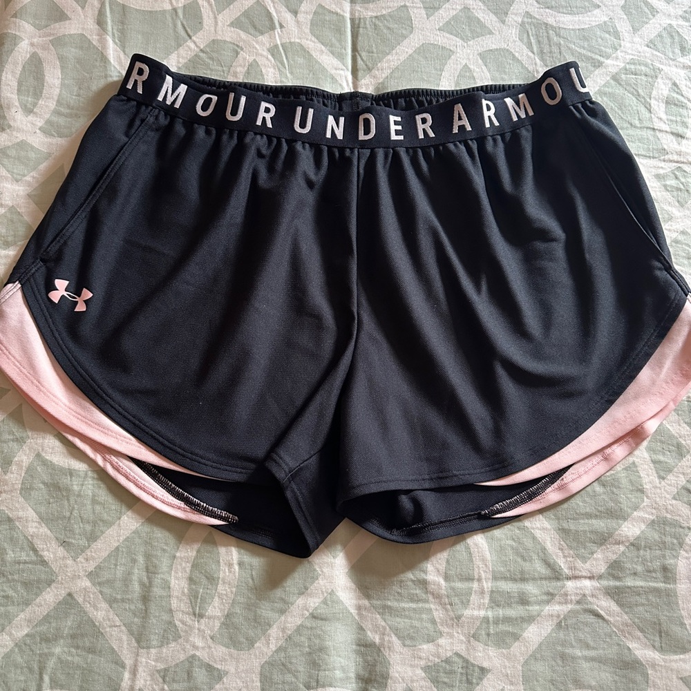 Under Armour Women's Athletic Shorts - Black with Pink Trim